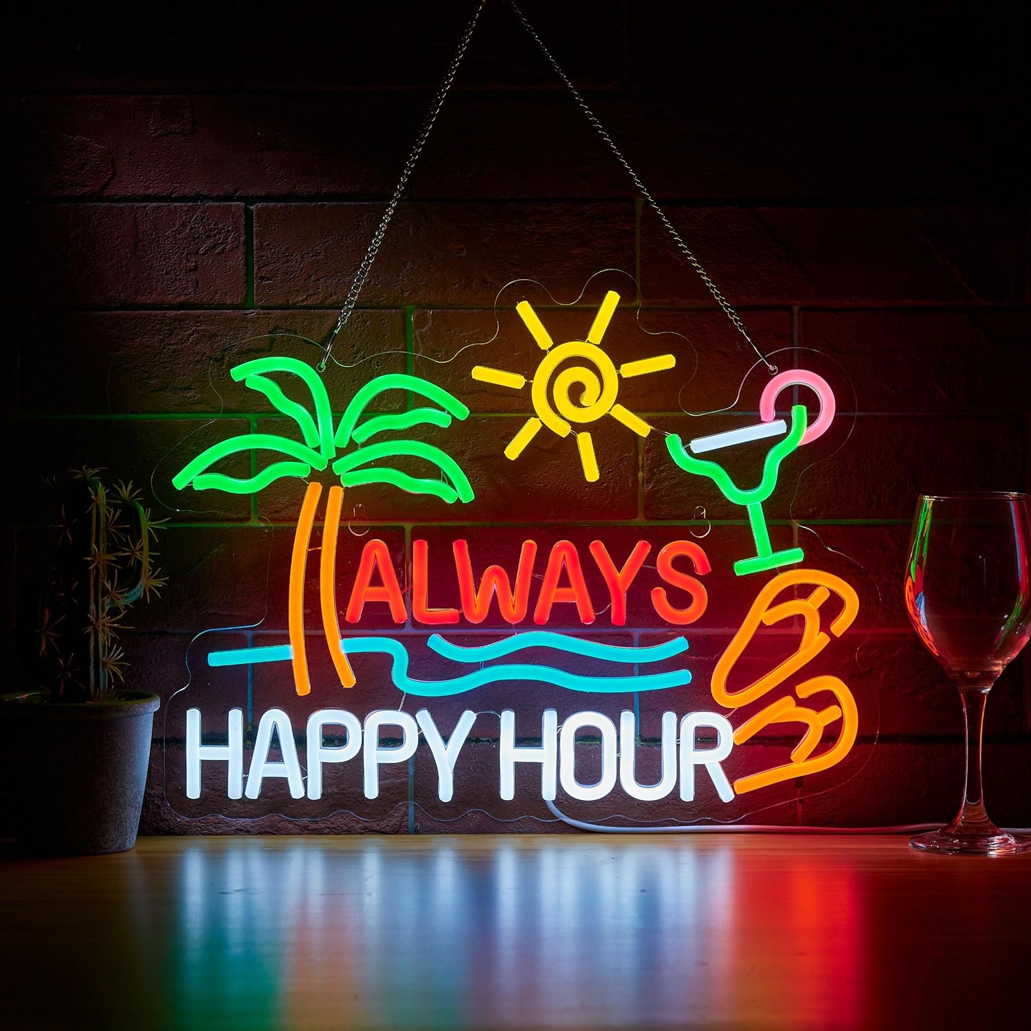 Lighting Decor For Home - Always Happy Hour Beer Bar Neon