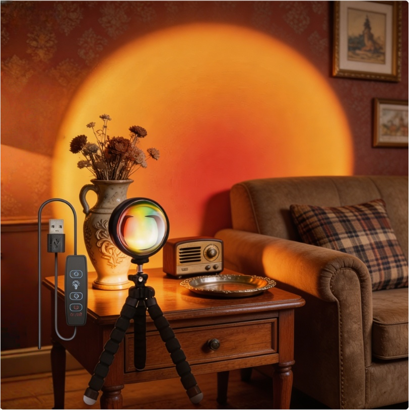 Lighting Decoration Stand - Sunset Lamp Projector with Stand, Amber