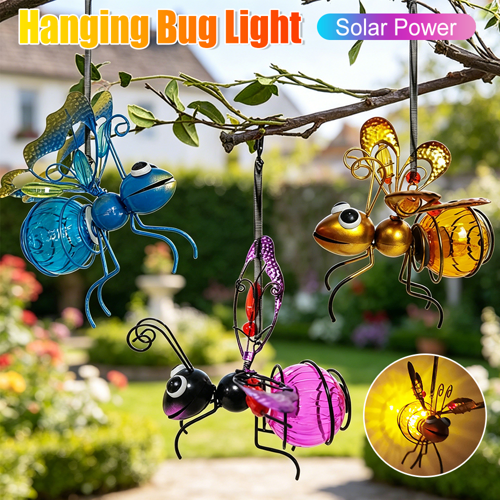 Lighting Bug Decor - Solar Powered Hanging Bug Light Metal