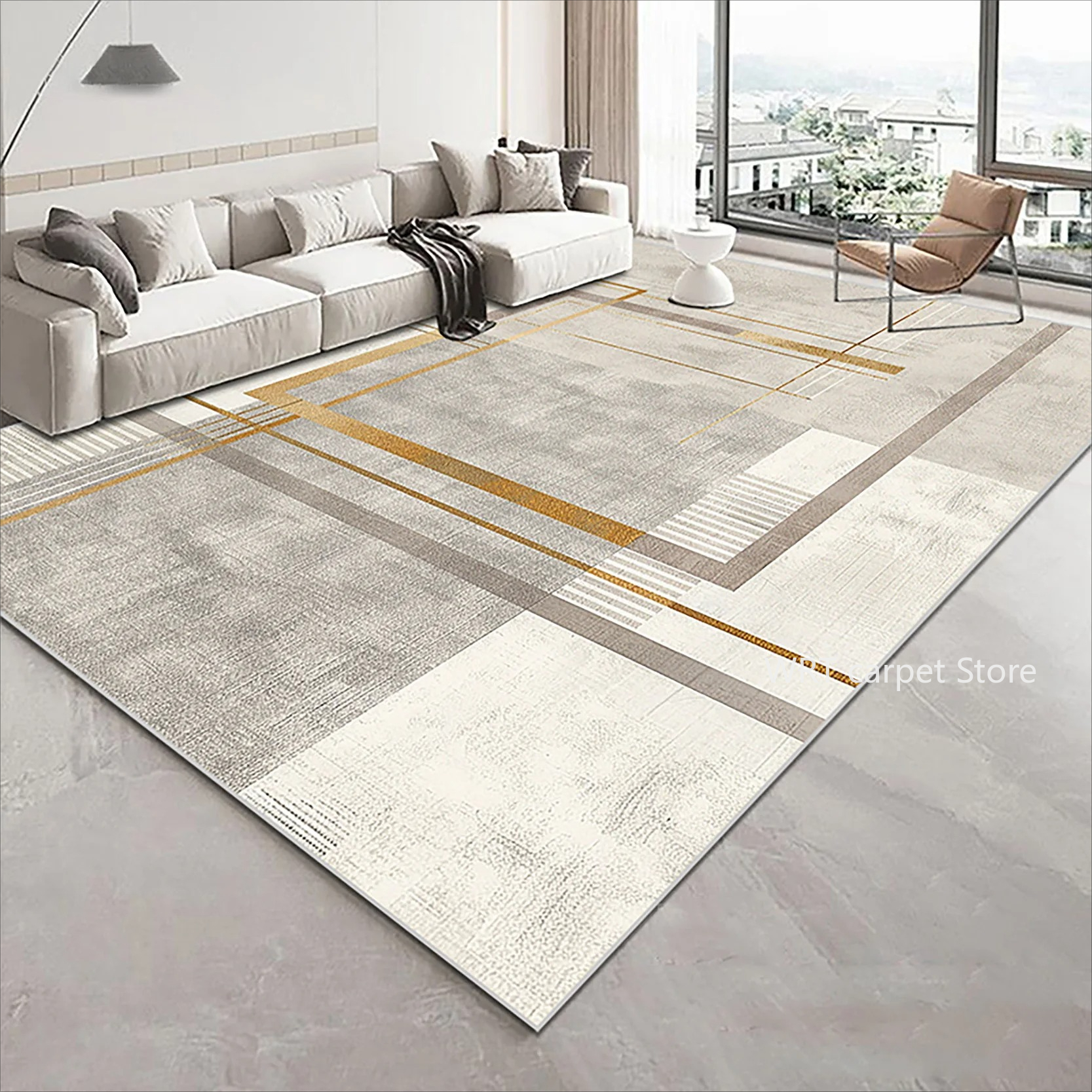 Home Decor Lighting Wholesale - Modern Golden Geometry Carpet for Living