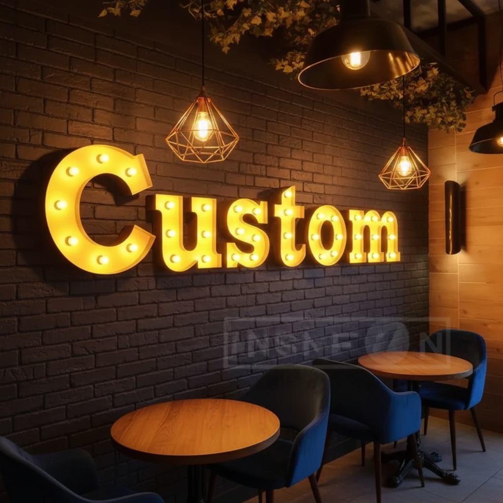 Light Up Letters Marquee - Custom Bulb Letters Metal Light Marquee