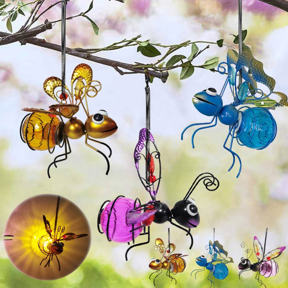 Lighting Bug Decor - Solar Iron Insect Statue With LED
