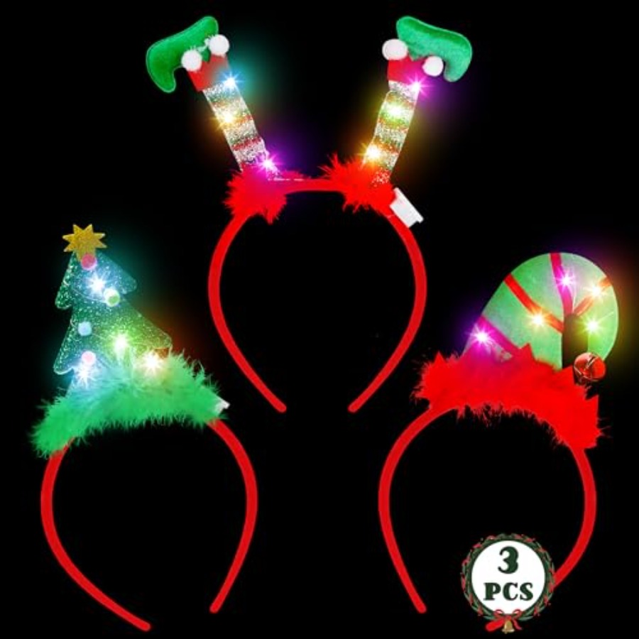 Santa'S Elves Holiday Lighting & Decor Llc - Light Up Christmas Headbands, Chrstmas Flashing