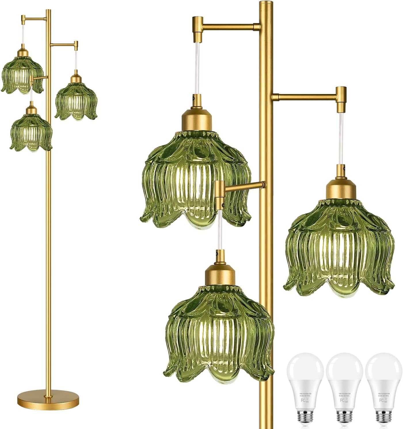 Vintage Gold Glass Floor Lamp  - Lighting Decorative บทวิจารณ์และราคา