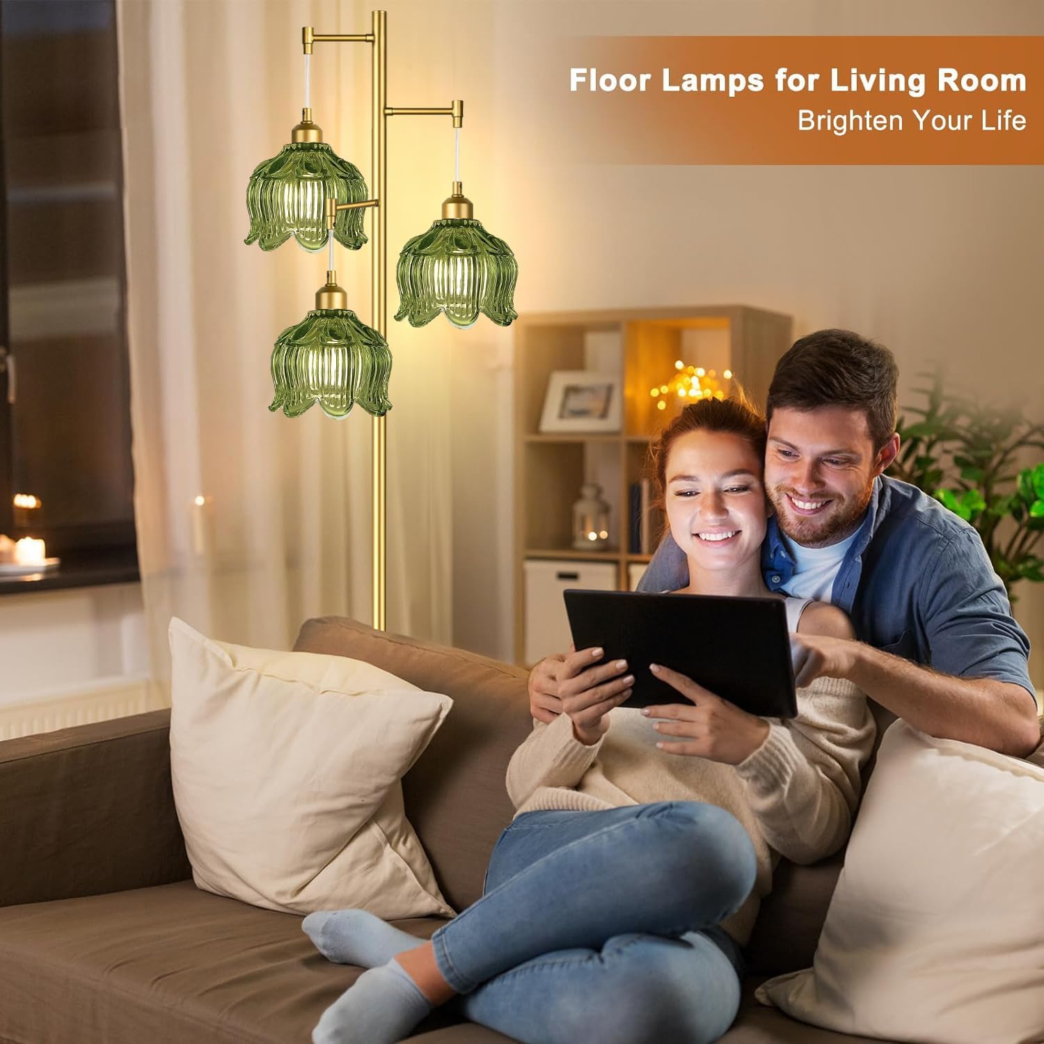 Vintage Gold Glass Floor Lamp  - Lighting Decorative บทวิจารณ์และราคา