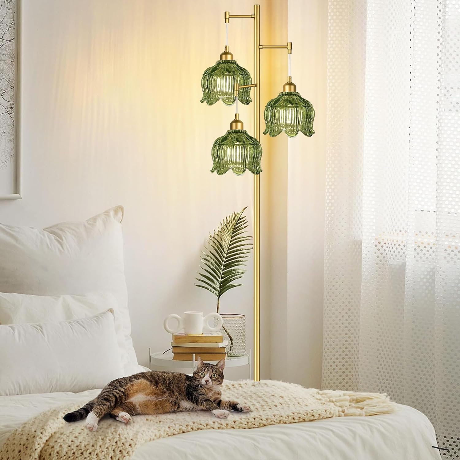 Vintage Gold Glass Floor Lamp  - Lighting Decorative บทวิจารณ์และราคา