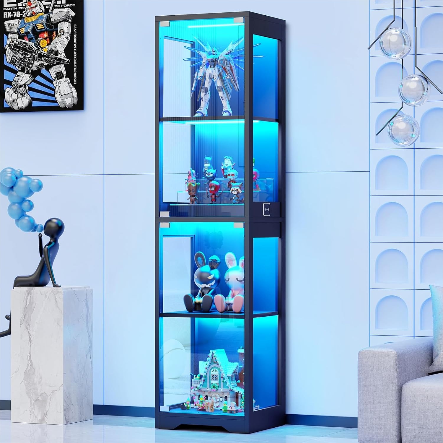 Glass Display Cabinet with 3 C - Lighting & Home Decor Studio บทวิจารณ์และราคา