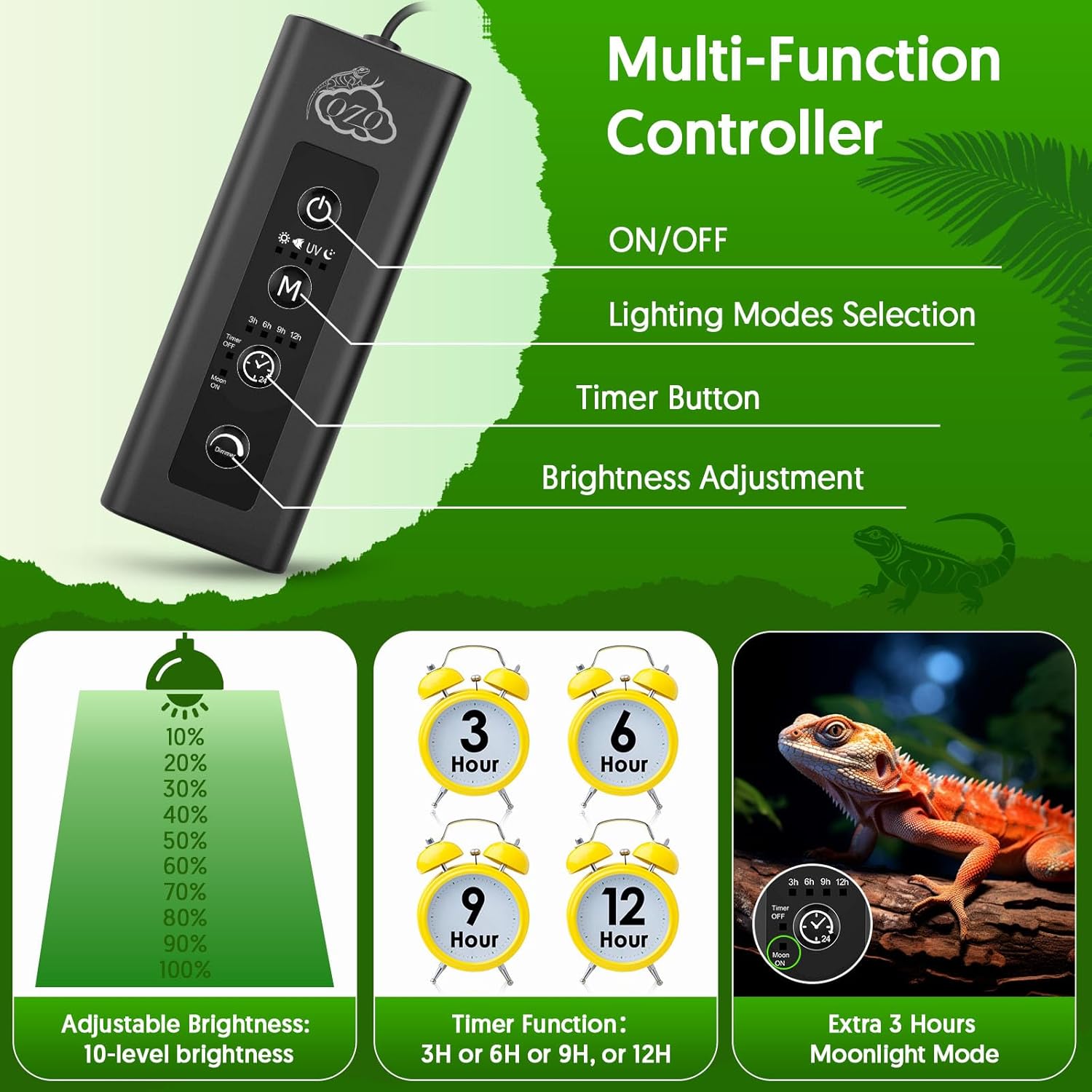 24W LED UVA UVB Reptile Lamp w - Gecko Lighting & Decor บทวิจารณ์และราคา
