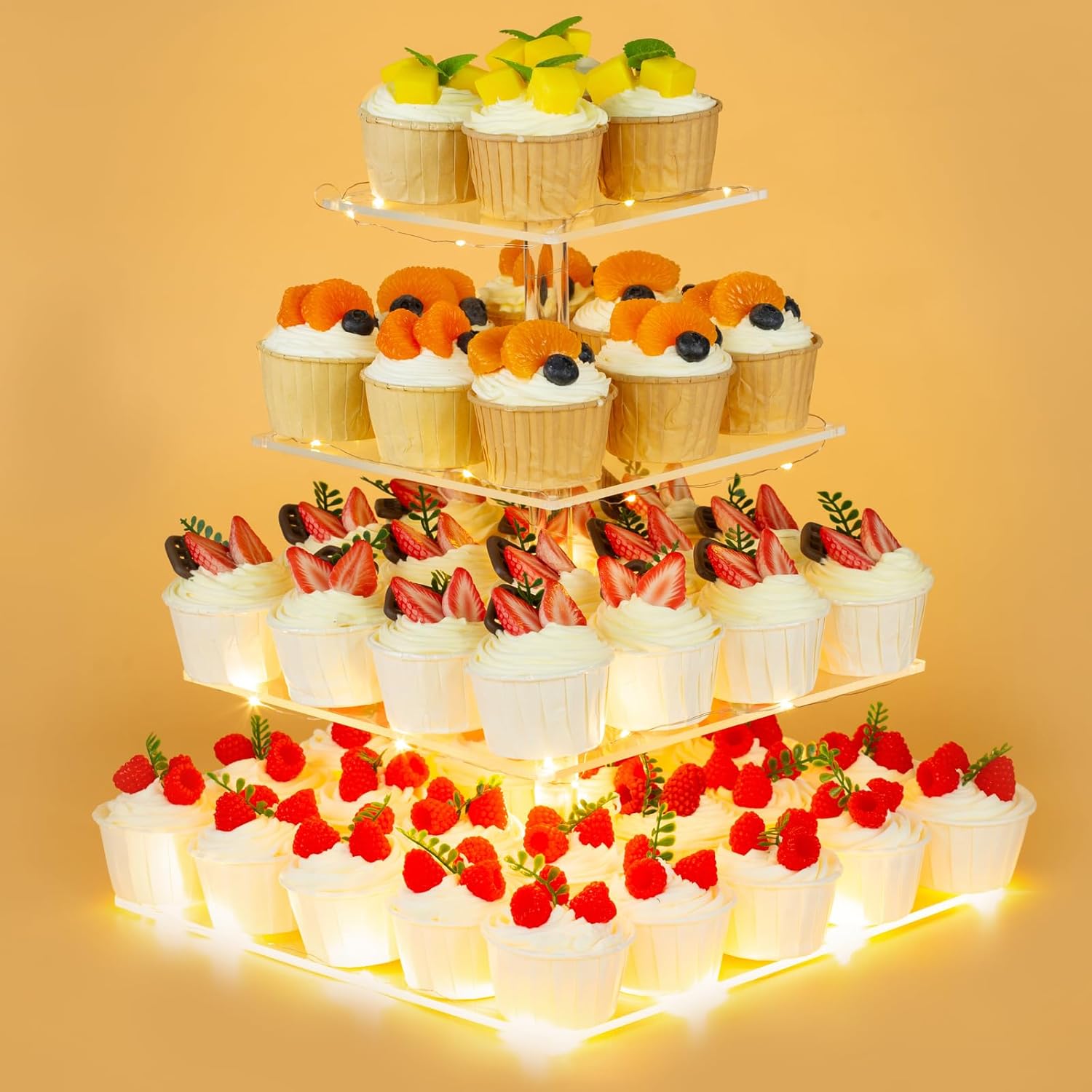 4 Tier Premium Acrylic Cupcake - Lighting Decoration Stand บทวิจารณ์และราคา