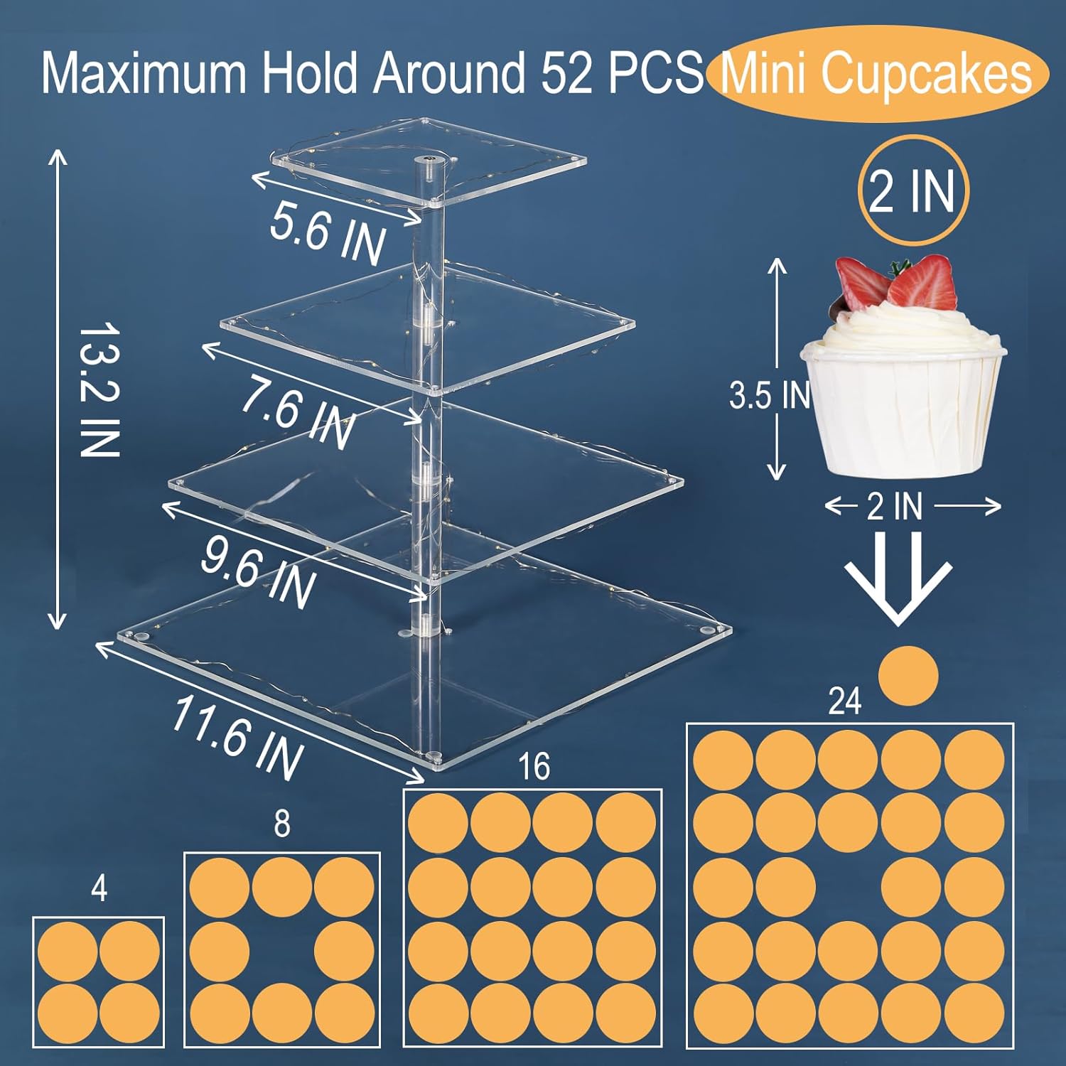 4 Tier Premium Acrylic Cupcake - Lighting Decoration Stand บทวิจารณ์และราคา