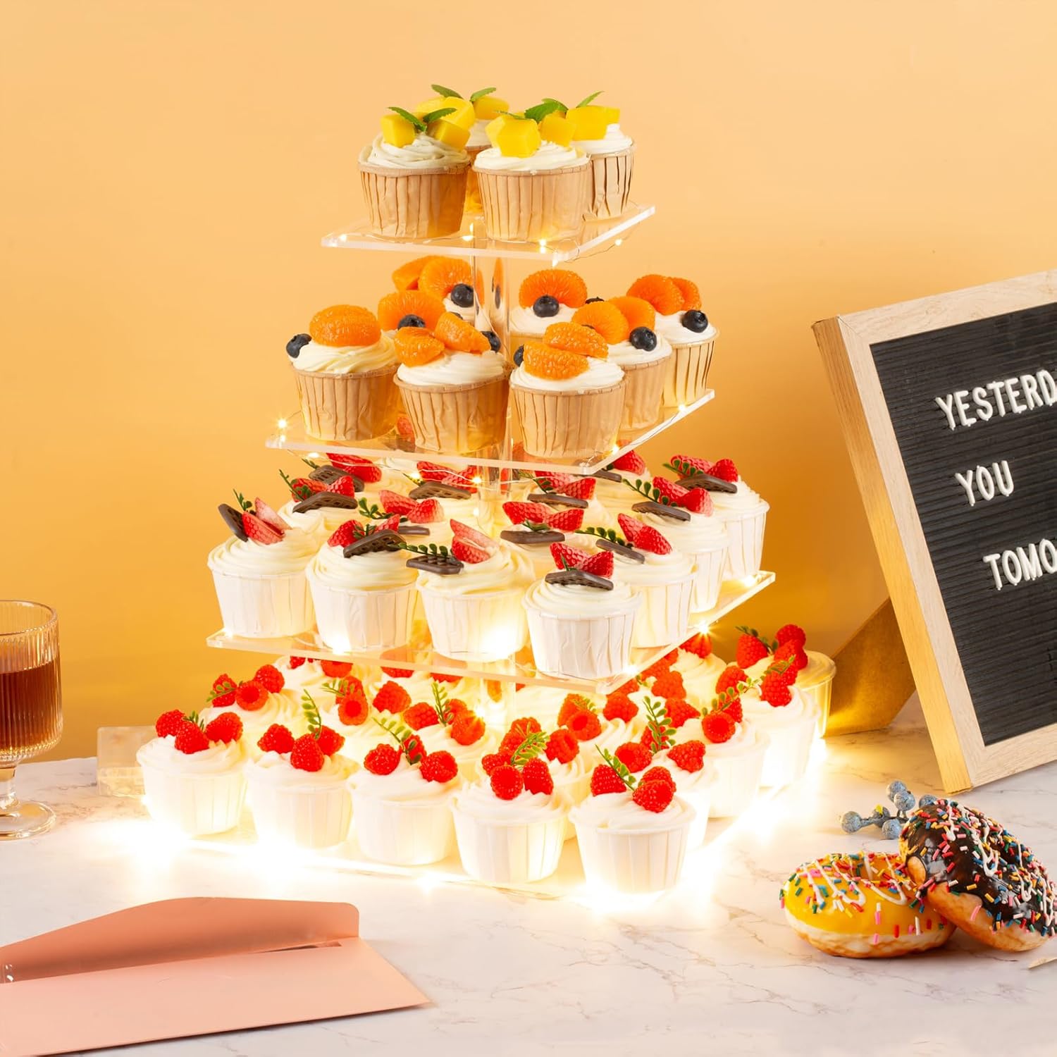4 Tier Premium Acrylic Cupcake - Lighting Decoration Stand บทวิจารณ์และราคา