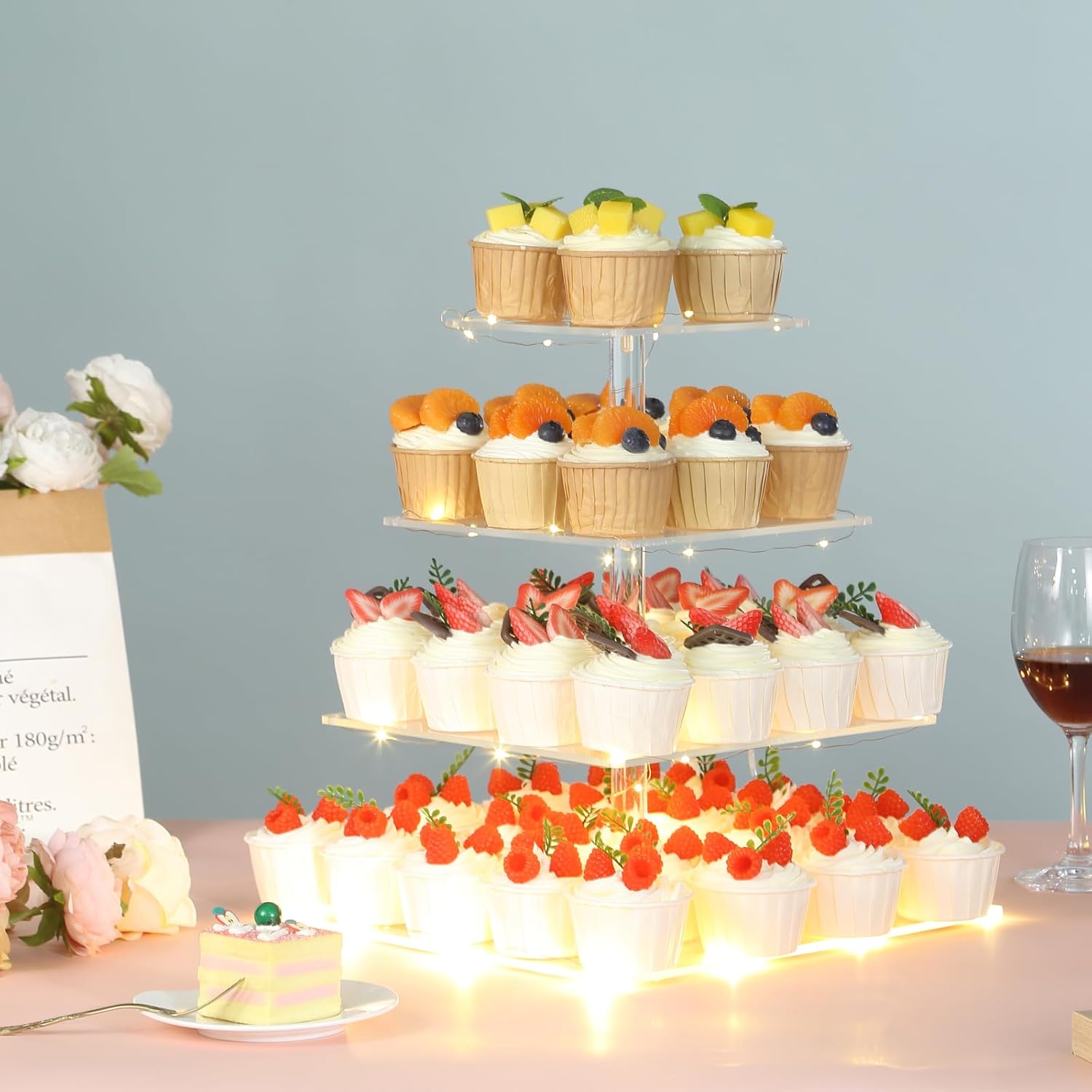 4 Tier Premium Acrylic Cupcake - Lighting Decoration Stand บทวิจารณ์และราคา