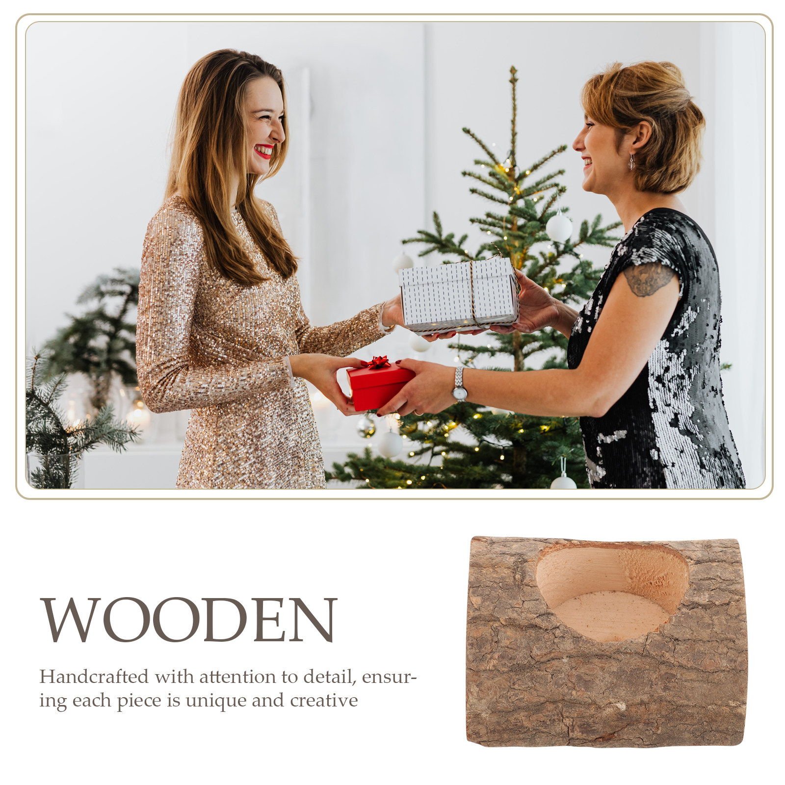 2Pcs Tree Bark Wood Holder Sol - Lighting Decoration Stand บทวิจารณ์และราคา