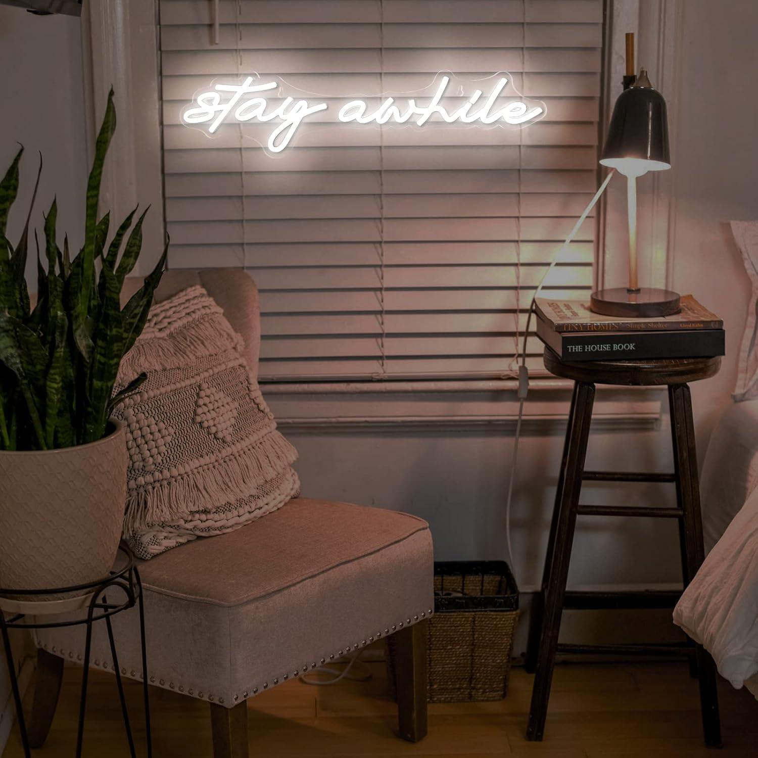Stay Awhile Neon Signs USB Dim - Lighting Decor For Home บทวิจารณ์และราคา