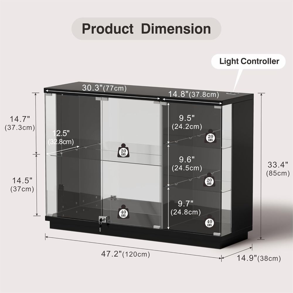 Glass Display Cabinet with Loc - Lighting & Home Decor Studio บทวิจารณ์และราคา