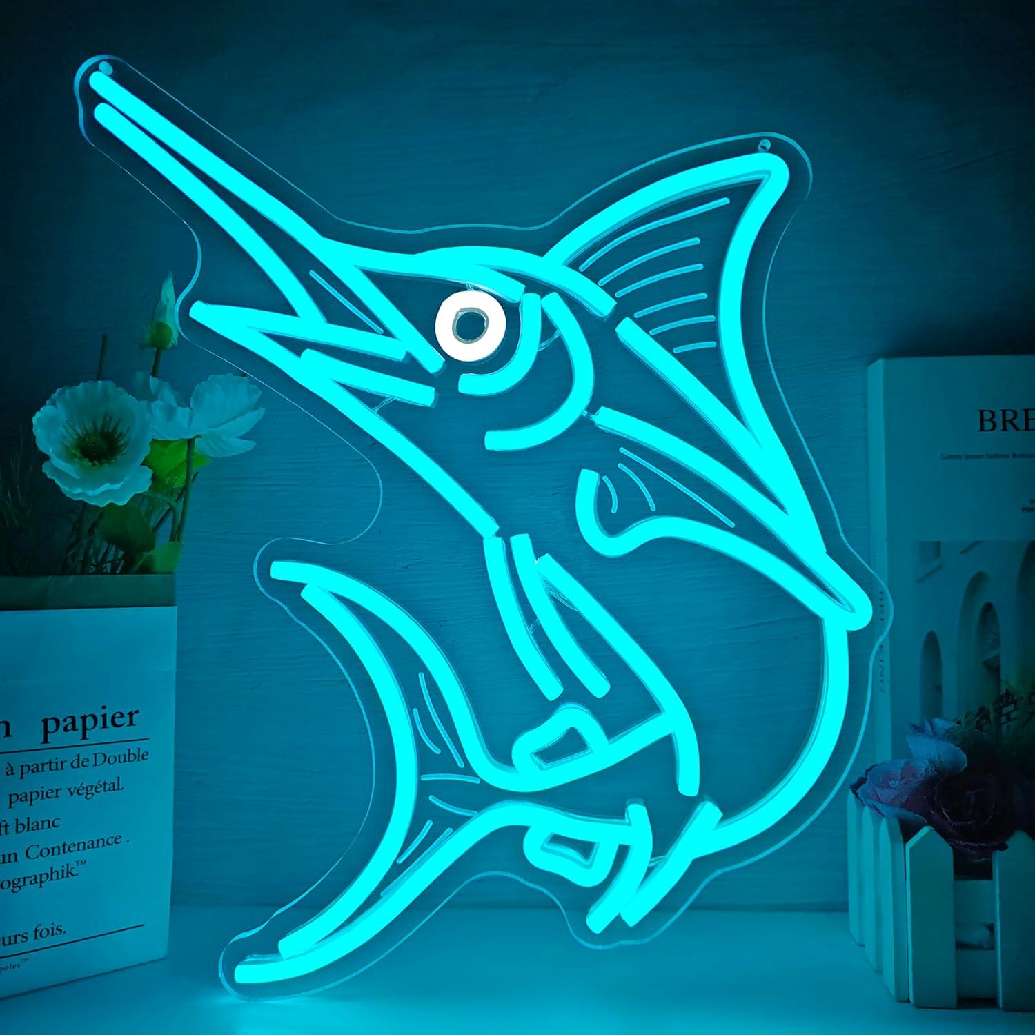 Marlin Fish Neon Sign Deep Sea - Lighting Decor For Home บทวิจารณ์และราคา