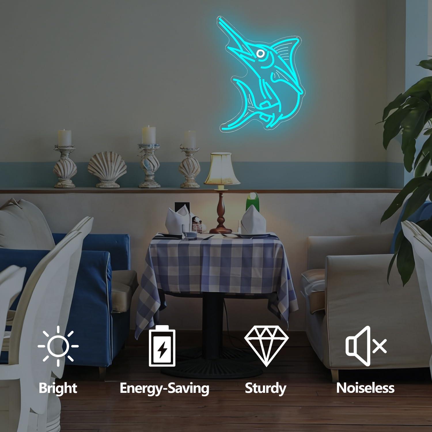 Marlin Fish Neon Sign Deep Sea - Lighting Decor For Home บทวิจารณ์และราคา