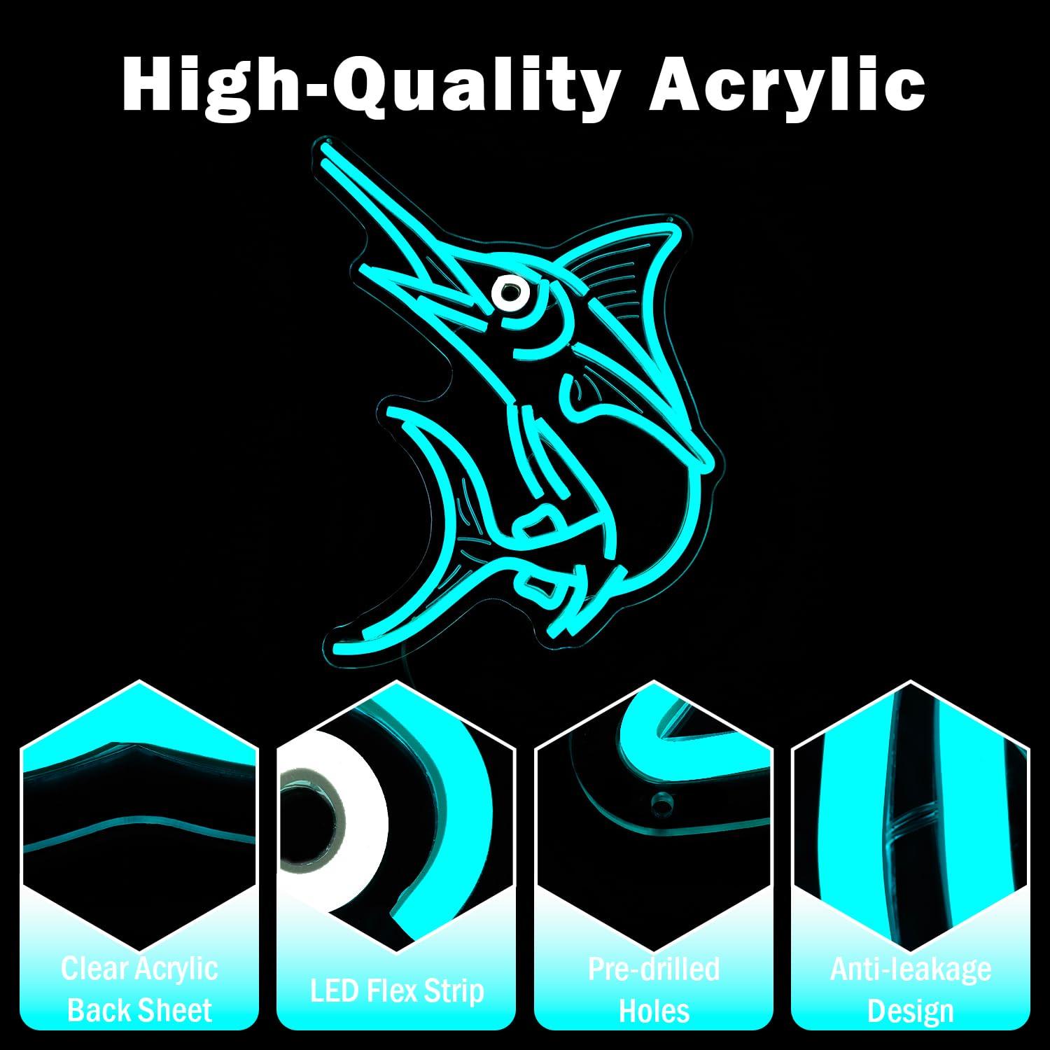 Marlin Fish Neon Sign Deep Sea - Lighting Decor For Home บทวิจารณ์และราคา