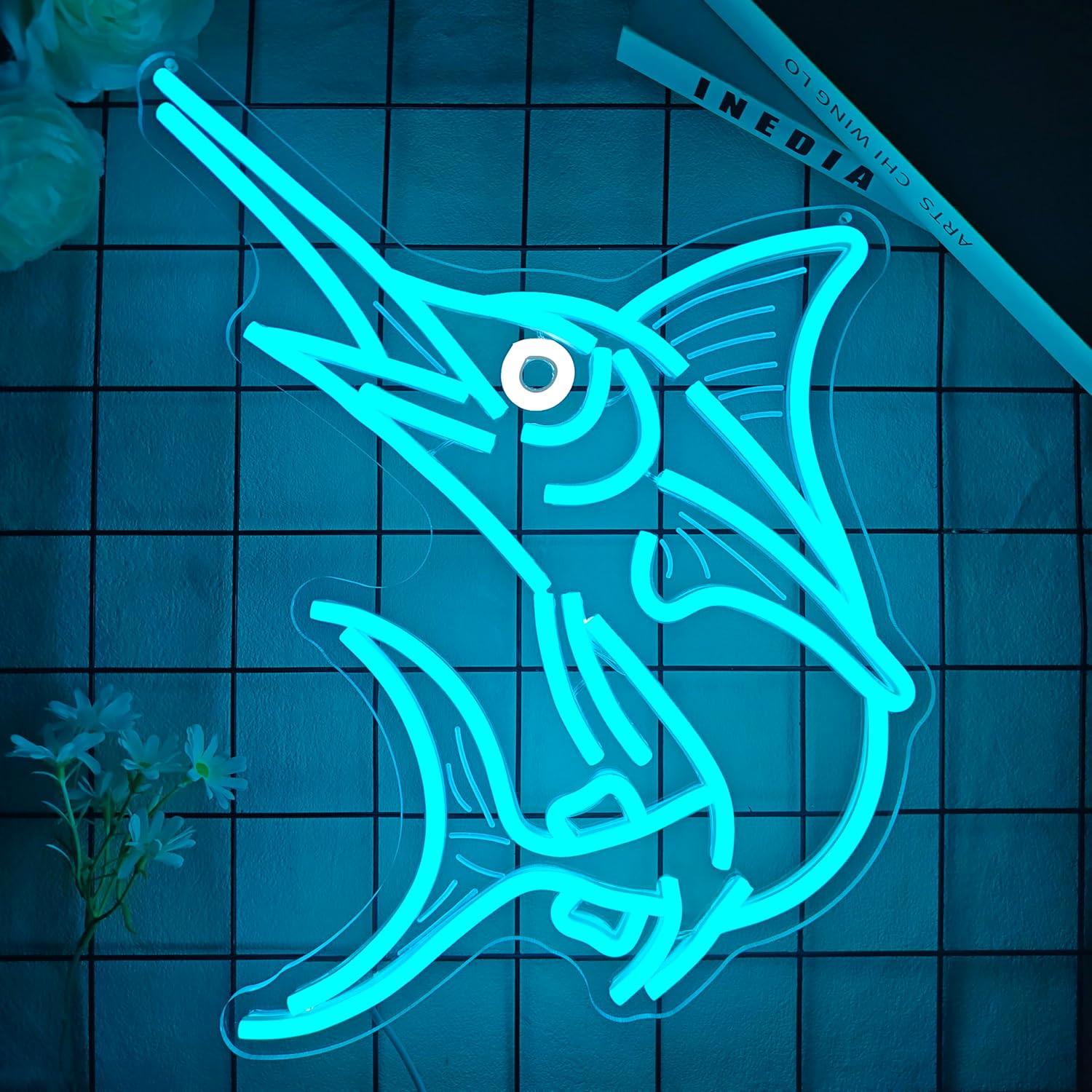 Marlin Fish Neon Sign Deep Sea - Lighting Decor For Home บทวิจารณ์และราคา