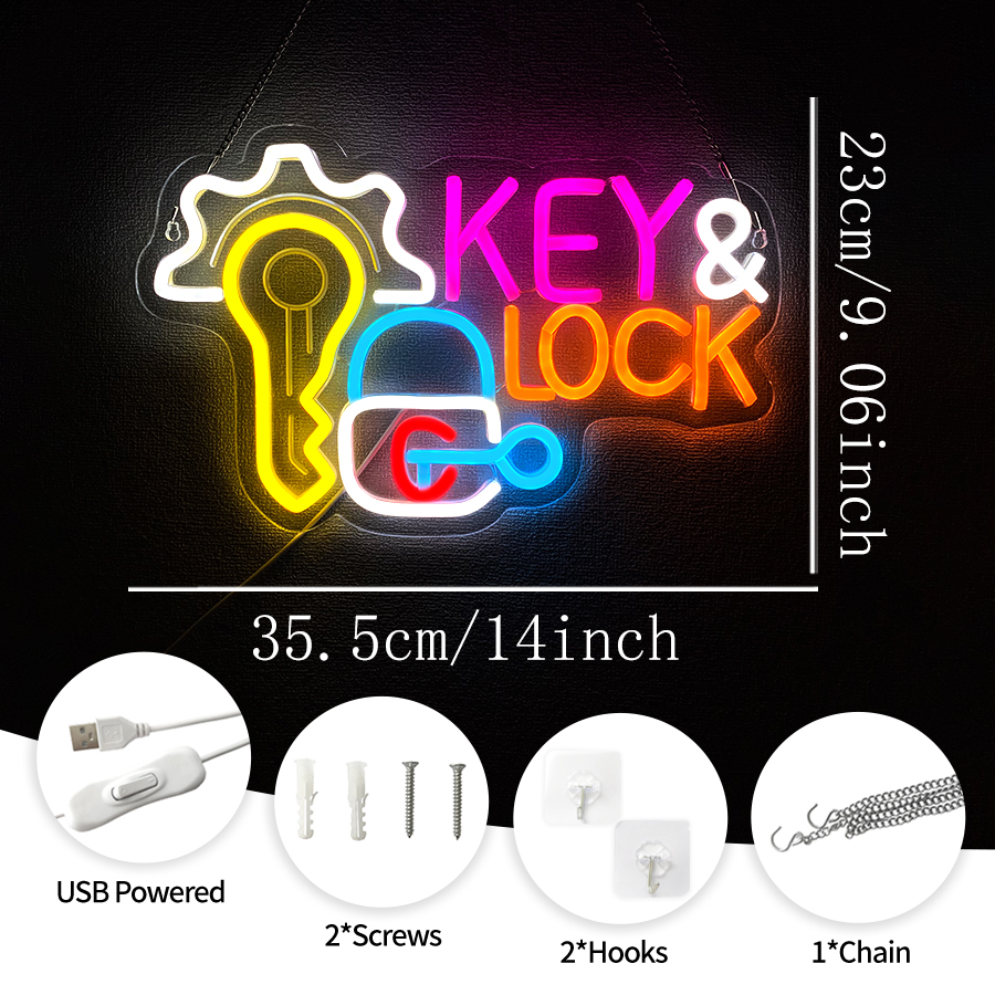 Key and Lock Neon Sign for Wal - Lighting Decor Rentals บทวิจารณ์และราคา