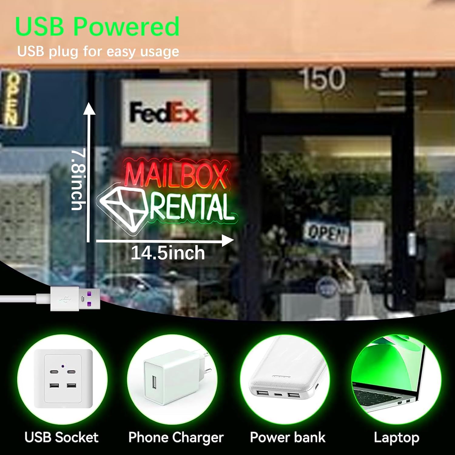 Mailbox Rental Neon Sign USB P - Lighting Decor Rentals บทวิจารณ์และราคา