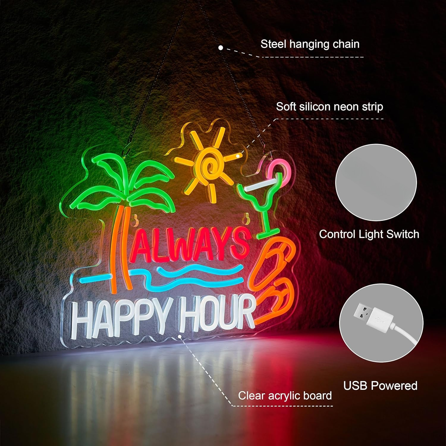 Always Happy Hour Beer Bar Neo - Lighting Decor For Home บทวิจารณ์และราคา