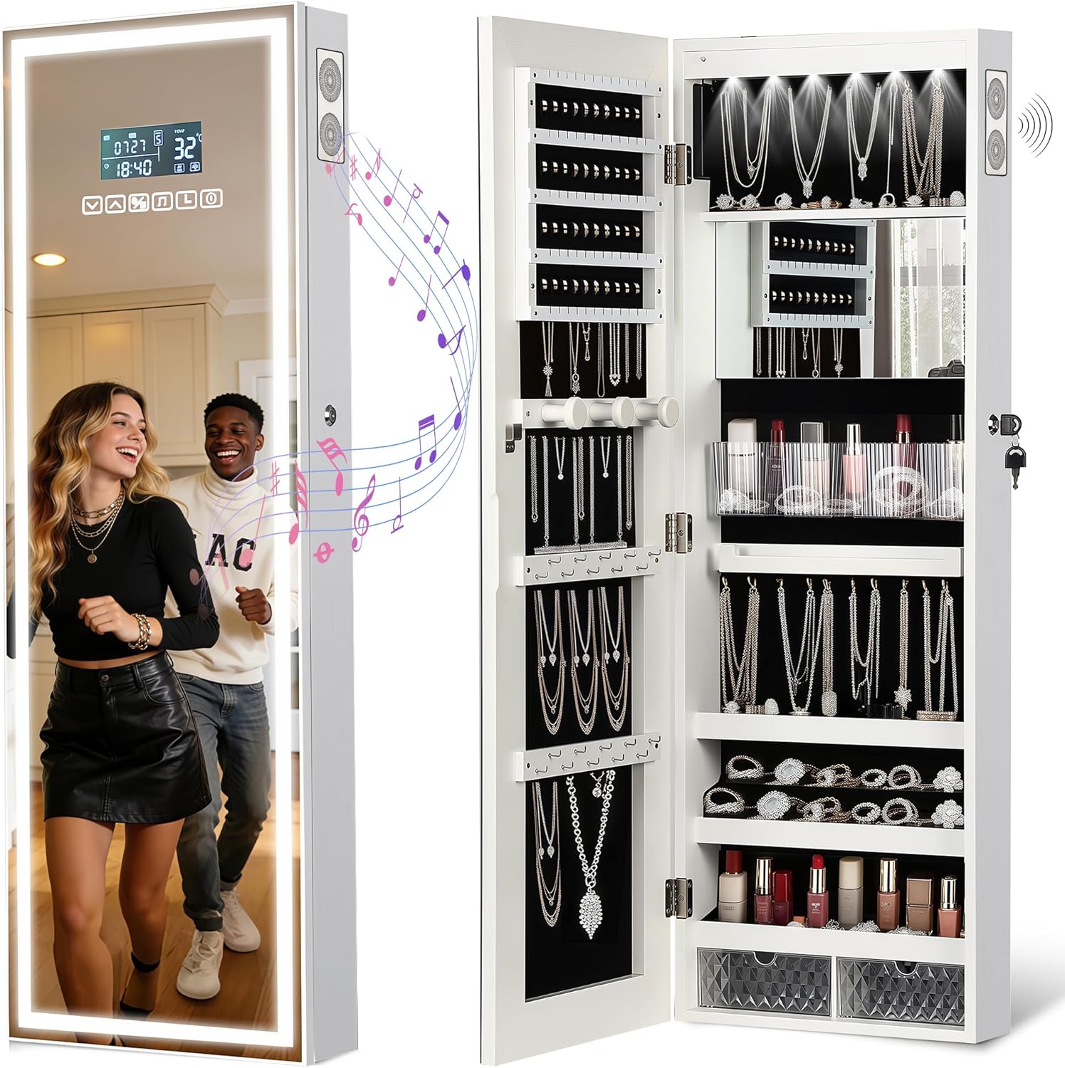 LED Mirror Jewelry Cabinet wit - Lighting & Home Decor Studio บทวิจารณ์และราคา