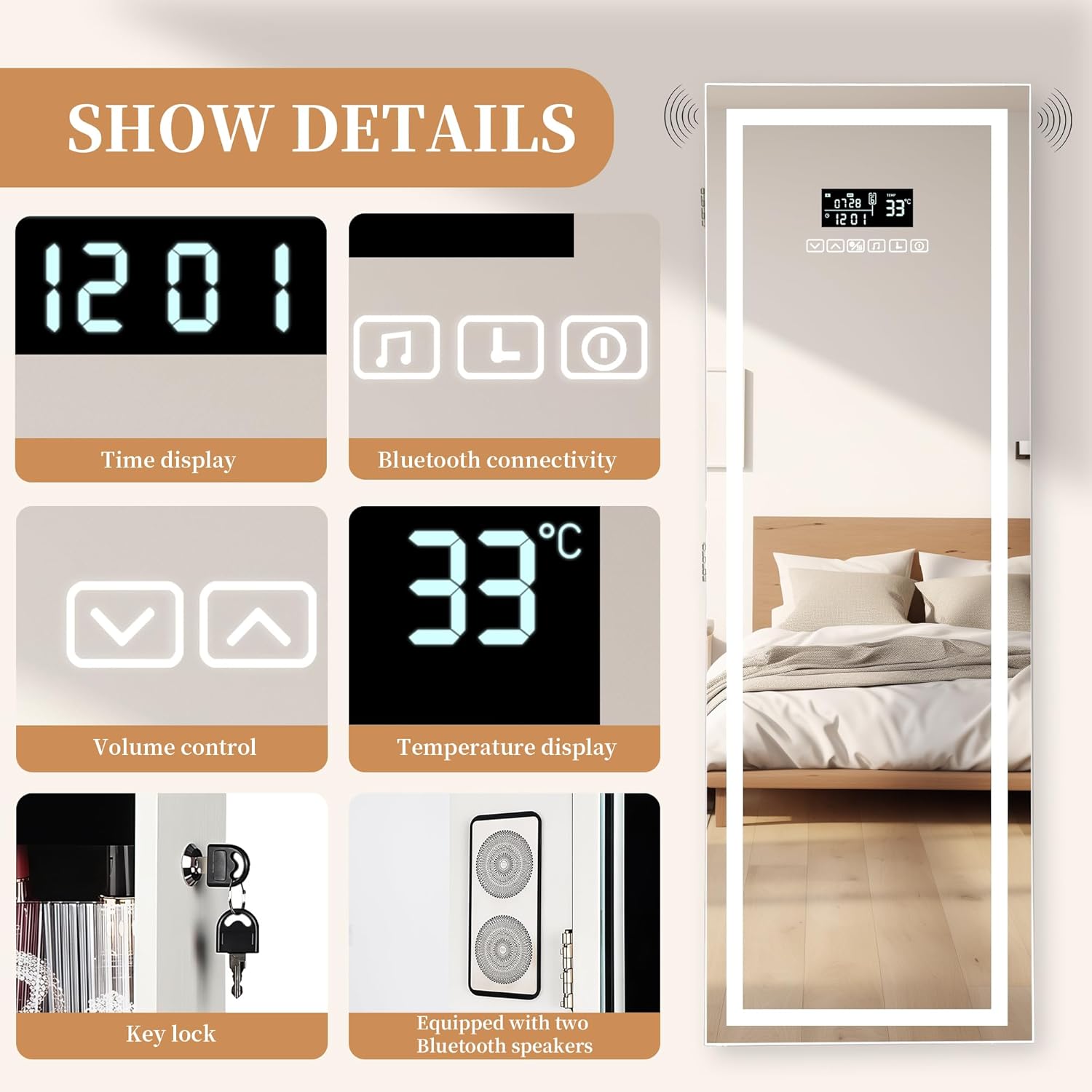 LED Mirror Jewelry Cabinet wit - Lighting & Home Decor Studio บทวิจารณ์และราคา