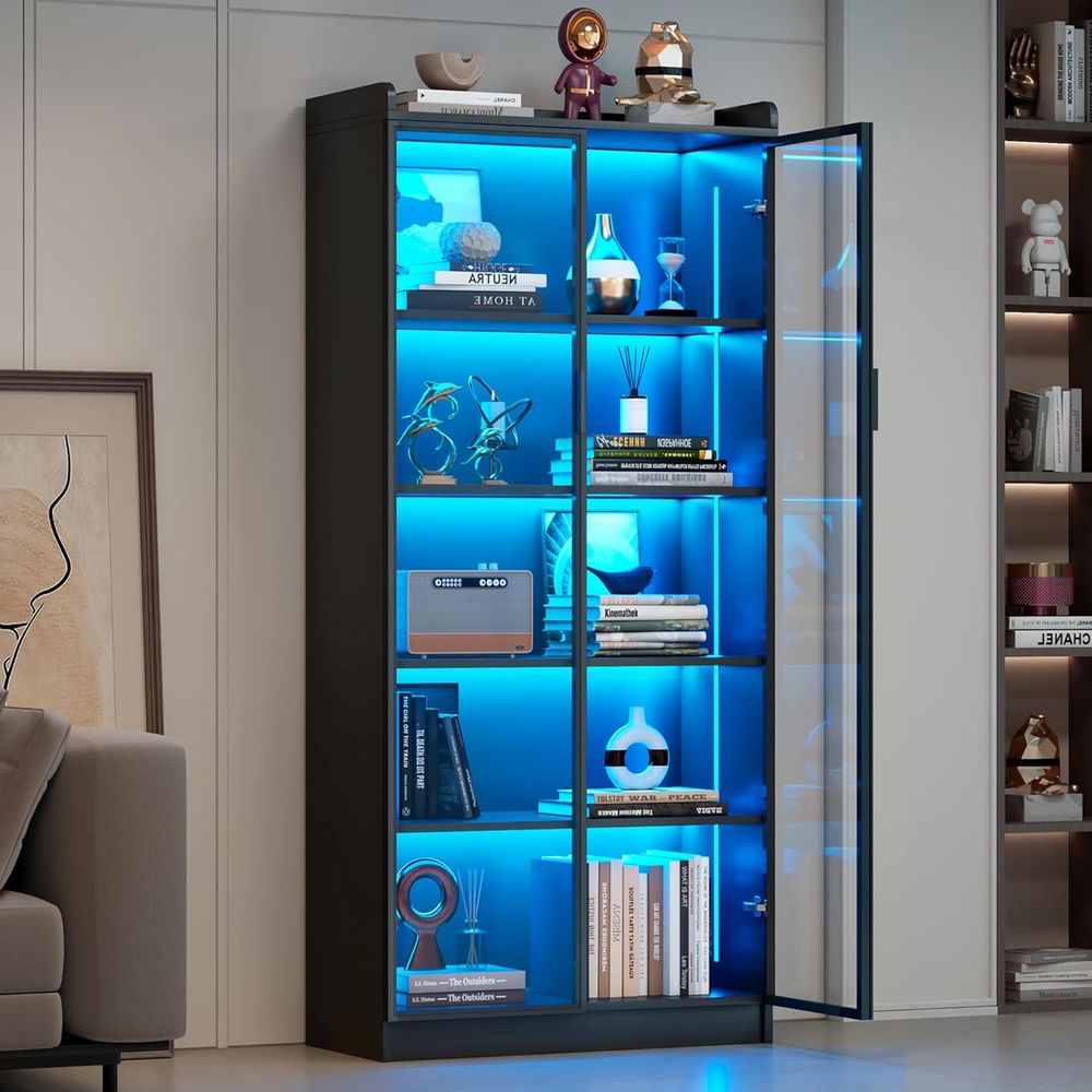 65 Glass Curio Cabinet with 5- - Lighting & Home Decor Studio บทวิจารณ์และราคา