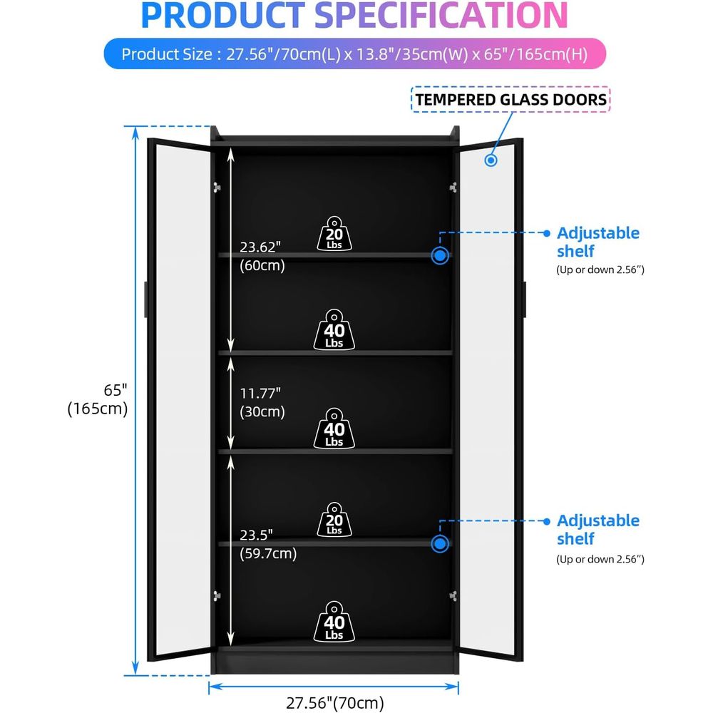 65 Glass Curio Cabinet with 5- - Lighting & Home Decor Studio บทวิจารณ์และราคา
