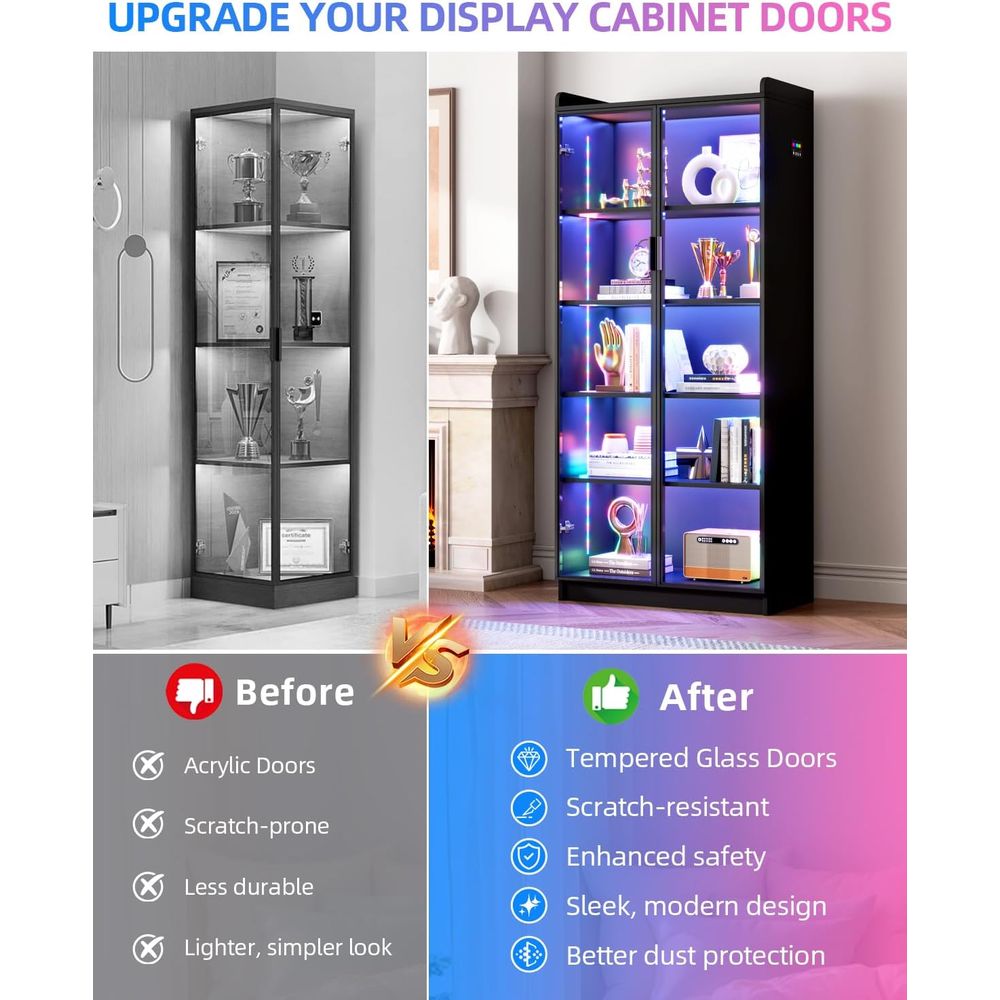 65 Glass Curio Cabinet with 5- - Lighting & Home Decor Studio บทวิจารณ์และราคา