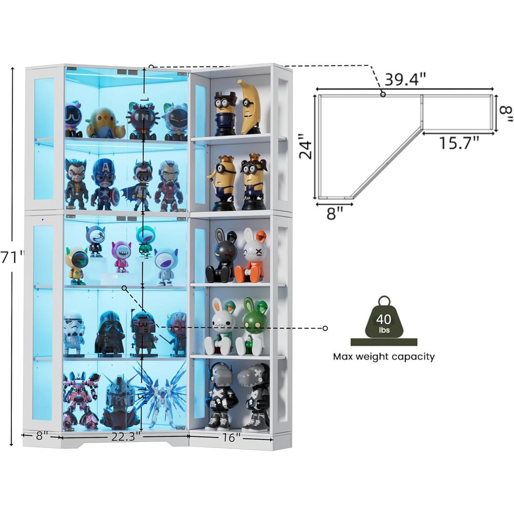 5-Tier Glass Display Cabinet w - Lighting & Home Decor Studio บทวิจารณ์และราคา