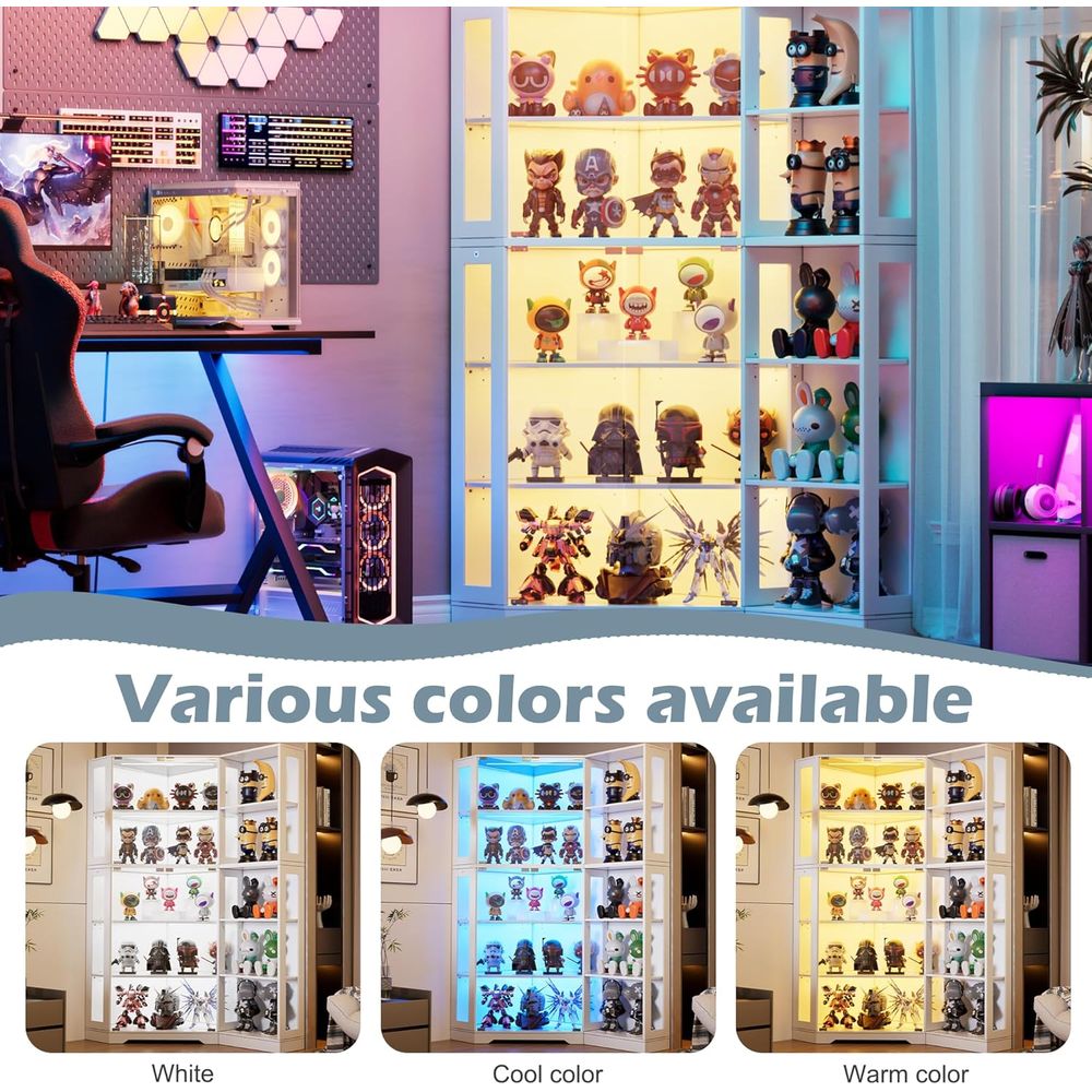 5-Tier Glass Display Cabinet w - Lighting & Home Decor Studio บทวิจารณ์และราคา