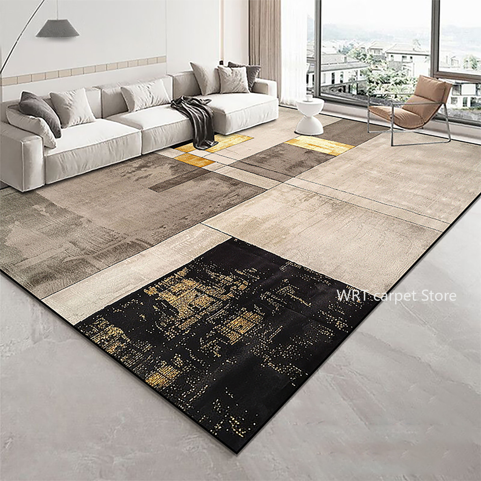 Modern Golden Geometry Carpet  - Home Decor Lighting Wholesale บทวิจารณ์และราคา