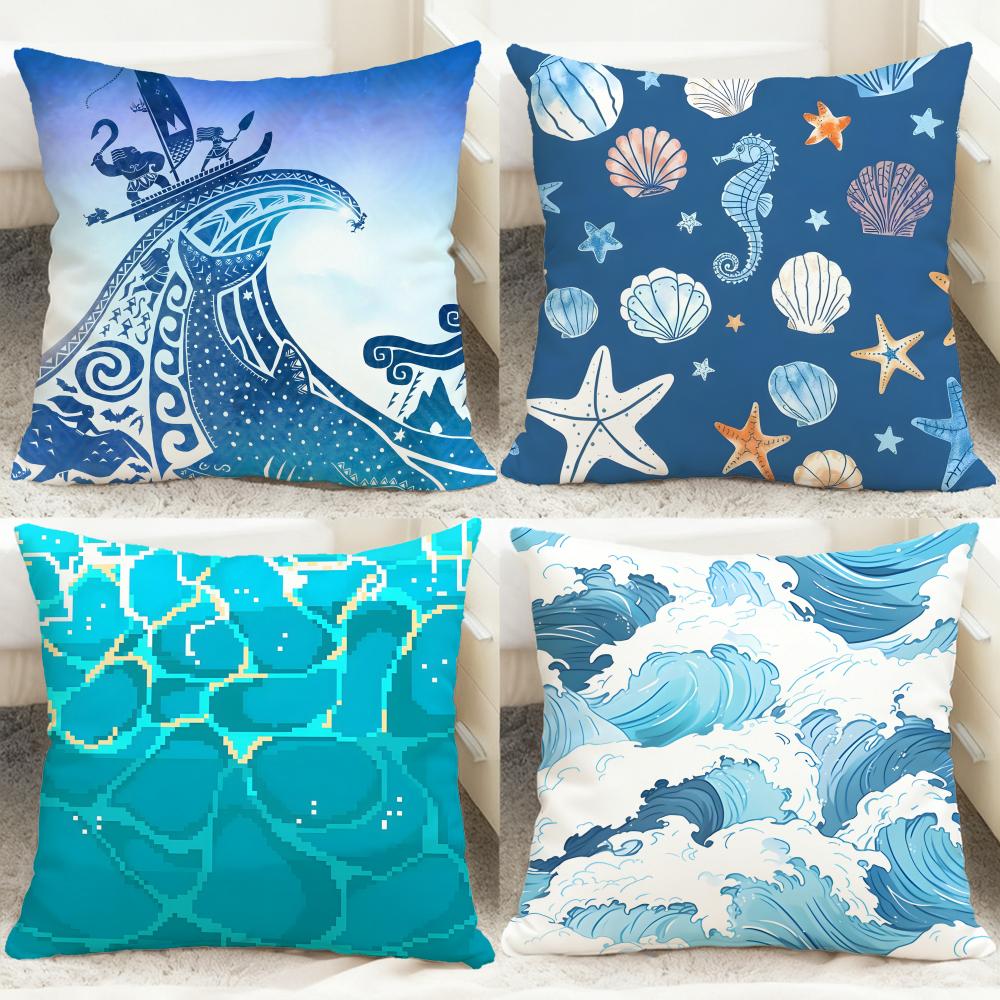 Light blue ocean ripple Cushio - Lighting Decor And Beyond บทวิจารณ์และราคา