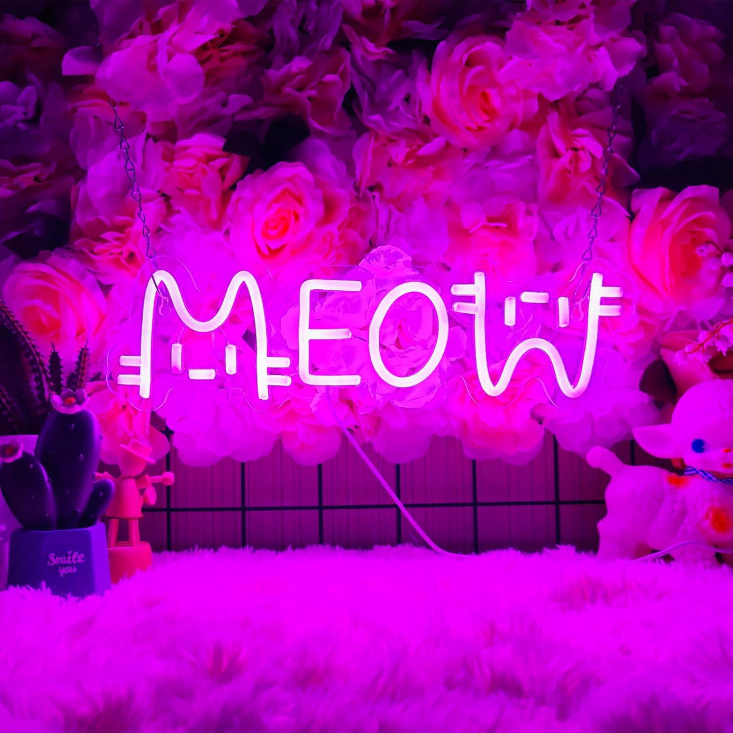 Meow Neon Sign Cat USB Powered - Lighting Decor For Home บทวิจารณ์และราคา