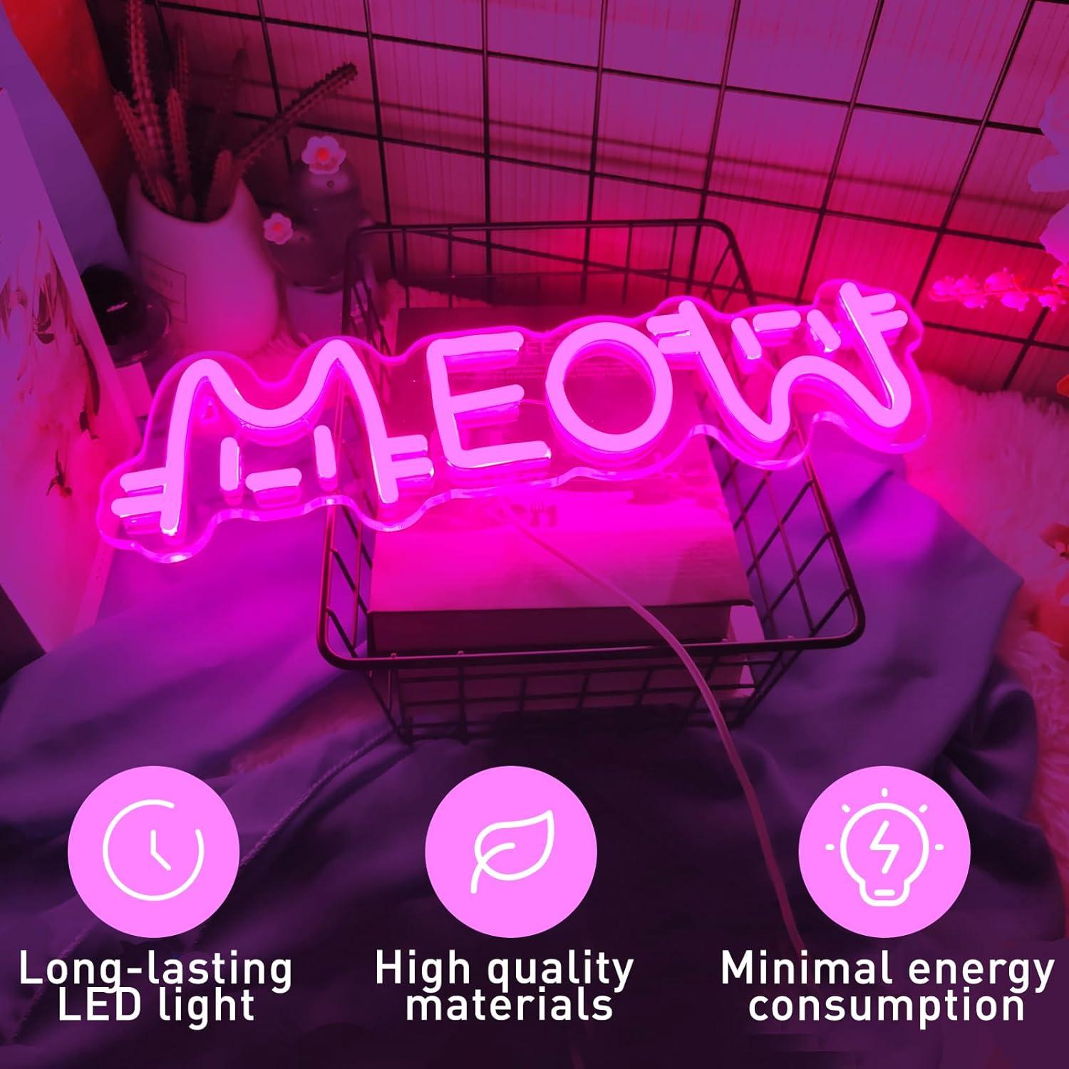 Meow Neon Sign Cat USB Powered - Lighting Decor For Home บทวิจารณ์และราคา