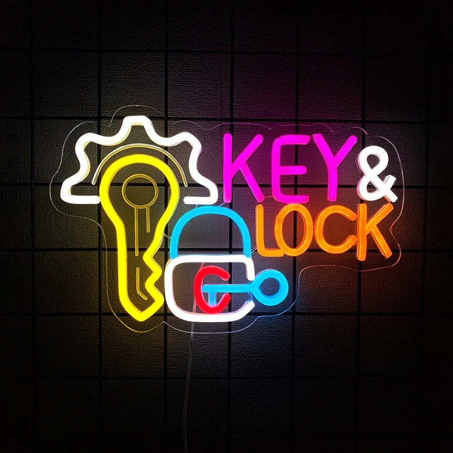 Key and Lock Neon Sign LED Neo - Lighting Decor Rentals บทวิจารณ์และราคา