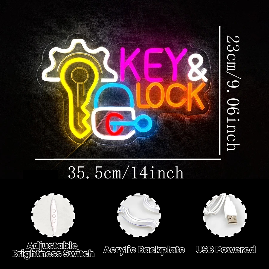 Key and Lock Neon Sign LED Neo - Lighting Decor Rentals บทวิจารณ์และราคา