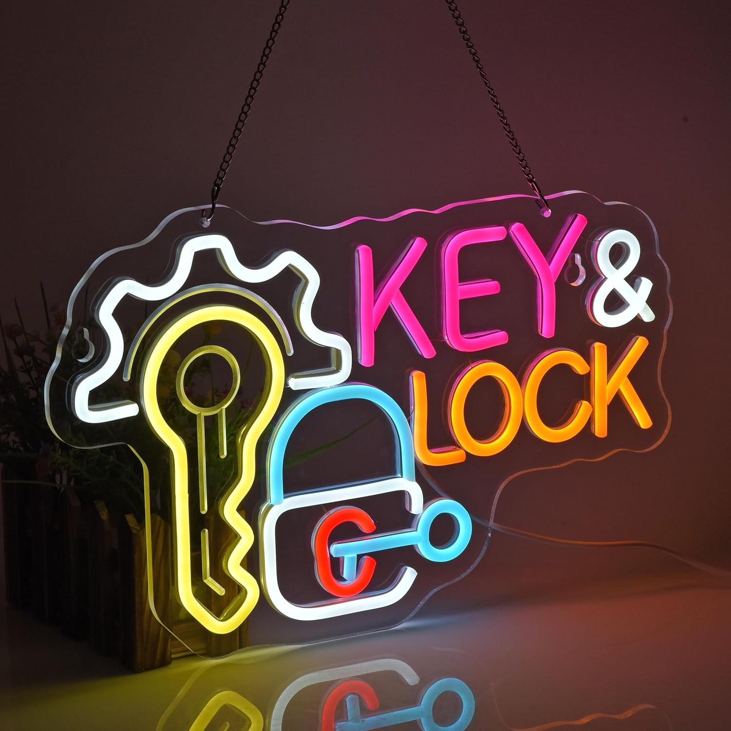 Key Lock Neon Sign Hanging Neo - Lighting Decor Rentals บทวิจารณ์และราคา