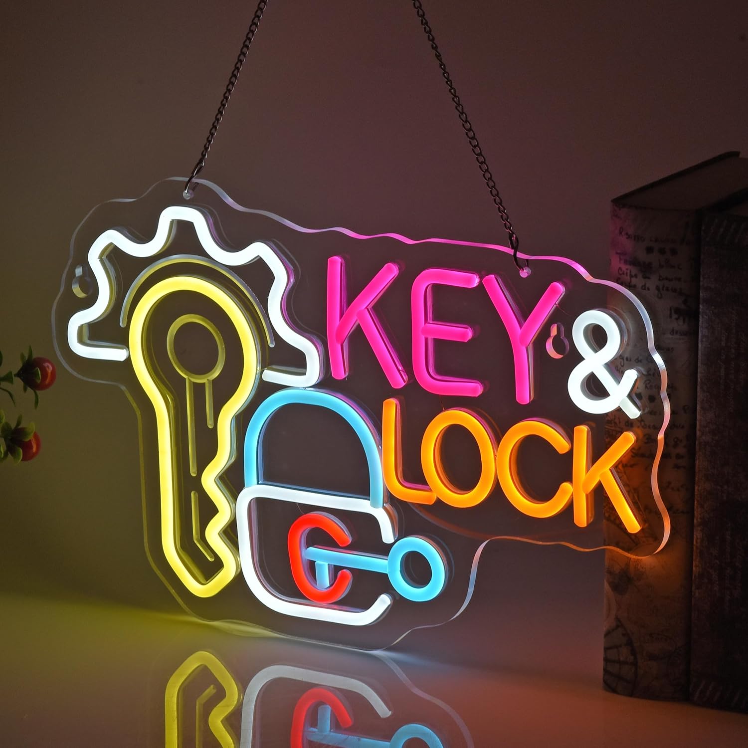 Key Lock Neon Sign Hanging Neo - Lighting Decor Rentals บทวิจารณ์และราคา