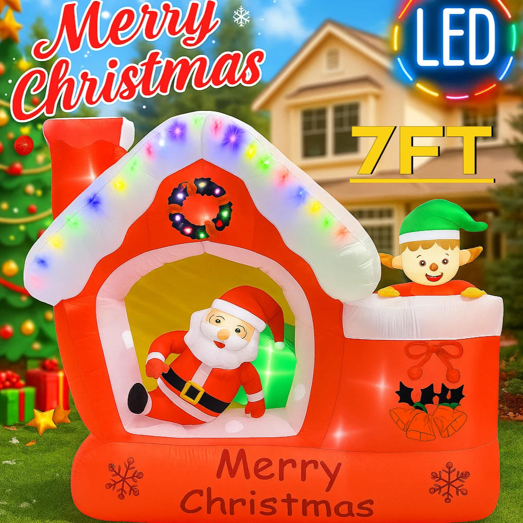 7FT Giant Christmas Inflatable - Santa'S Elves Holiday Lighting & Decor Llc บทวิจารณ์และราคา