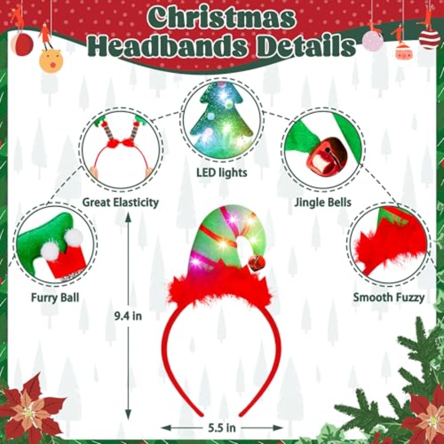 Light Up Christmas Headbands,  - Santa'S Elves Holiday Lighting & Decor Llc บทวิจารณ์และราคา