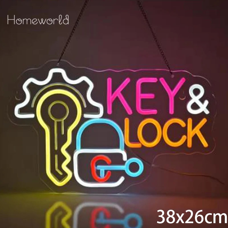 Key Lock Neon Sign Hanging Neo - Lighting Decor Rentals บทวิจารณ์และราคา