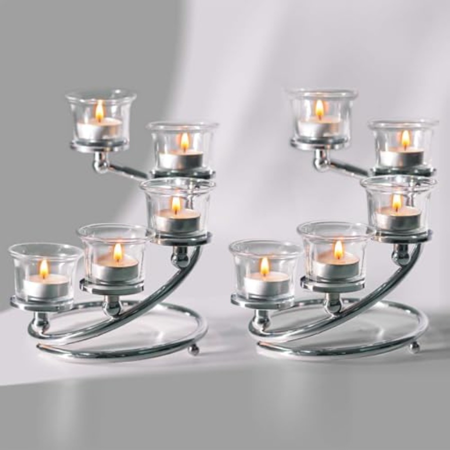 5-Piece Glass Tea Light Candle - Lighting Decoration Stand บทวิจารณ์และราคา