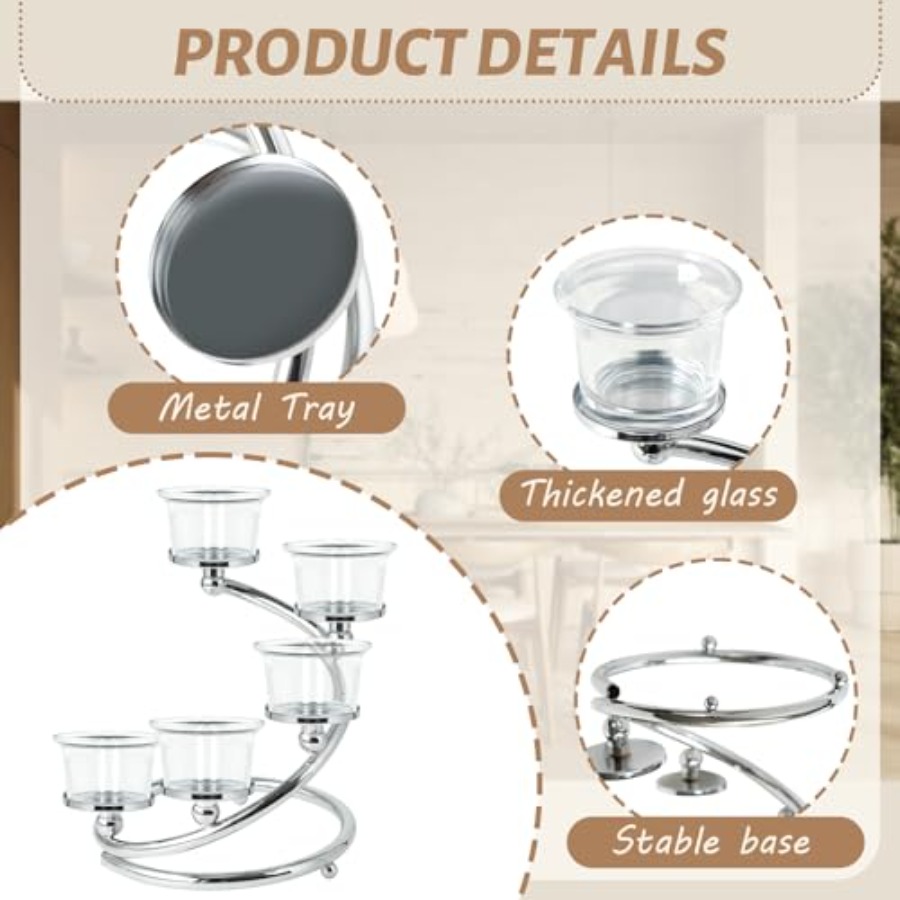 5-Piece Glass Tea Light Candle - Lighting Decoration Stand บทวิจารณ์และราคา