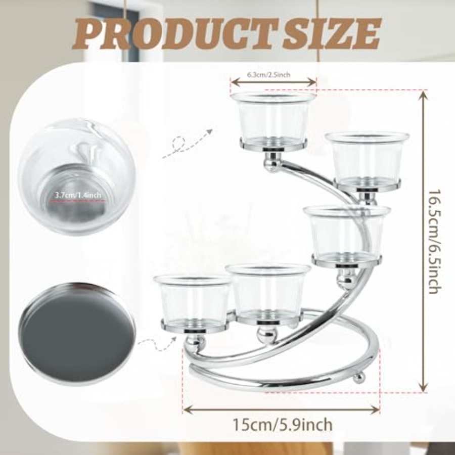 5-Piece Glass Tea Light Candle - Lighting Decoration Stand บทวิจารณ์และราคา