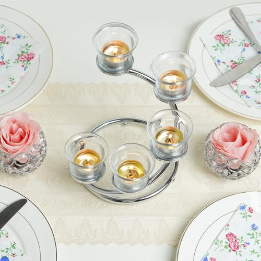 5-Piece Glass Tea Light Candle - Lighting Decoration Stand บทวิจารณ์และราคา