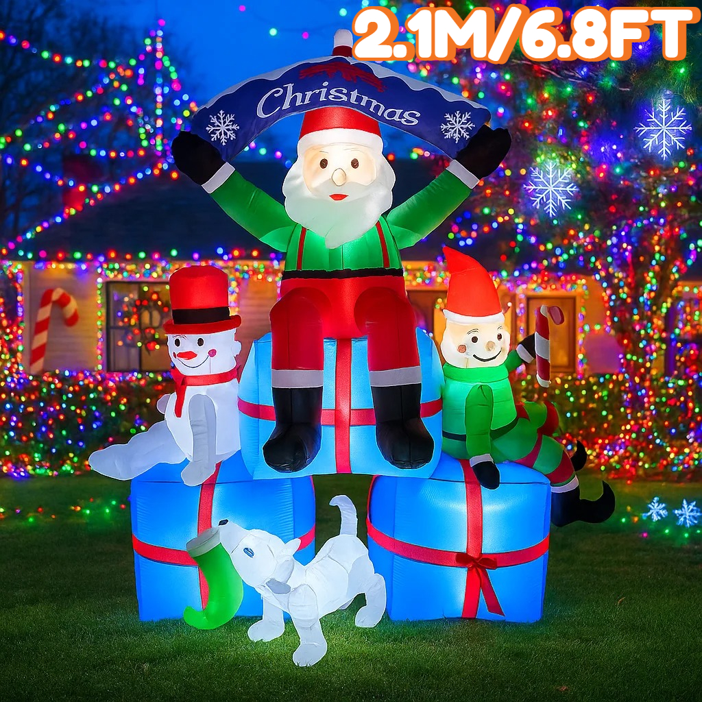 2.1M/6.8FT Inflatable Santa Cl - Santa'S Elves Holiday Lighting & Decor Llc บทวิจารณ์และราคา