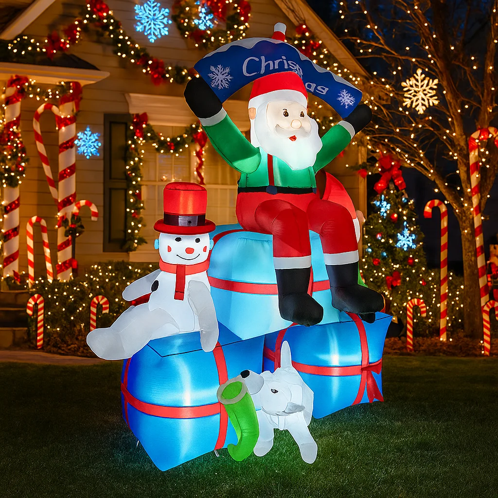 2.1M/6.8FT Inflatable Santa Cl - Santa'S Elves Holiday Lighting & Decor Llc บทวิจารณ์และราคา